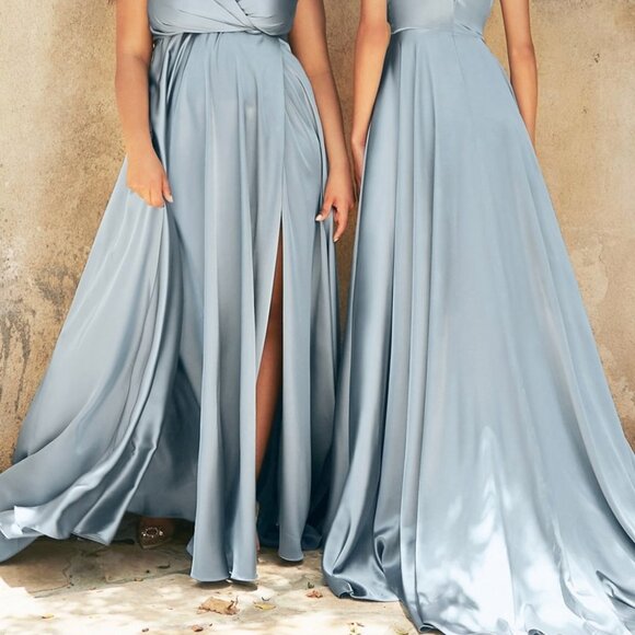 MAUVE FLOWY SATIN A-LINE Evening Party Prom Wedding Formal DRESS GOWN CD105 - Picture 6 of 8